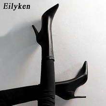 Eilyken Winter Warm Short Plush Ankle Boots High Quality Soft Leather Sexy Fashi Design Thin High Heels Pointed Toe  Women Shoes 2024 - buy cheap