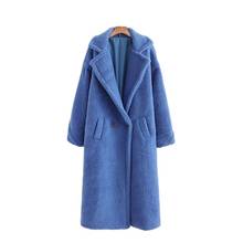 Осенне-зимняя женская куртка, королевское синее плюшевое пальто, стильная Женская Толстая теплая кашемировая куртка, Повседневная Уличная одежда для девочек 2024 - купить недорого