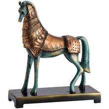 Estatua de caballo de guerra Retro, artesanía, adorno de Animal, accesorios de decoración del hogar, figuritas, decoración del hogar para sala de estar, regalos de boda 2024 - compra barato