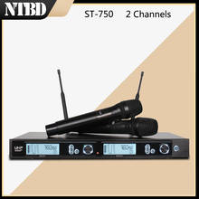 Ntbd-sistema de microfone sem fio uhf preto, microfone de alta qualidade para igrejam festas, karaokê, design com 2 canais 2024 - compre barato