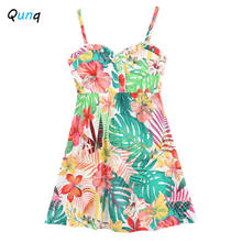 Детское платье для девочек Qunq, летнее, цветочное на лямках, От 2 до 8 лет 2024 - купить недорого