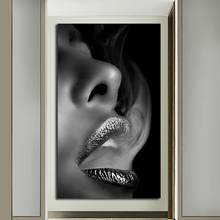 Abstract Black and White Lip Canvas Painting Women Portrait Posters and Prints Wall Art Pictures for Living Room Home Decoration 2024 - buy cheap