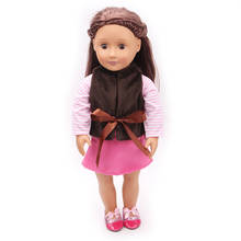 18 Polegada americano boneca meninas roupas moda rosa terno recém-nascido brinquedos do bebê acessórios homewear caber 40-43 cm menino bonecas c135 2024 - compre barato