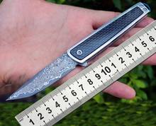 Foldable Cutter Knife Damascus Blade Carbon Fiber Folding Knife EDC Outdoor Defense Multi-Function Tool Camp Pocket Rescue Knife 2024 - buy cheap