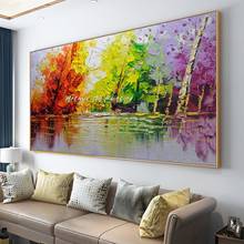 Arthyx Handpainted Palette KnifeTrees Landscape Oil Painting On Canvas Modern Abstract Wall Art Picture For Room Home Decoration 2024 - buy cheap