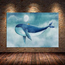 Blue Whale Canvas Painting Cartoon Animal Posters and Prints Home Decor Cuadros Wall Pictures for Children Room Decor Unframed 2024 - buy cheap