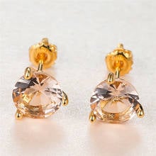 Cute Female Round Ziron Stone Earrings Minimalist Gold Color Stud Earrings For Women Vintage Round Crystal Wedding Earrings 2024 - buy cheap