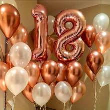 Rose Gold Balloons Large Number Heart Confetti Balloon Baby Shower Wedding Birthday Party Decoration Kids Air Helium Globos 2024 - buy cheap