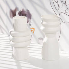 Jarrón de cerámica creativo para el hogar, jarrones de cerámica blanca, adornos para el hogar, jarrones creativos, regalos artesanales 2024 - compra barato