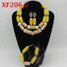 Africana perlas conjunto de joyas de cristal de novia nigeriano boda joyería 2019 envío gratis XF206-1 2024 - compra barato