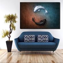 Póster impreso en HD para decoración del hogar, lienzo con símbolo de pez Yin y Yang, pintura de pared, sala de estar para marco de imágenes artísticas, 1 pieza 2024 - compra barato