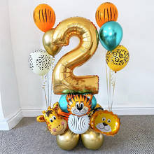 18pcs Jungle Animal Balloons Set Chrome Metallic Latex Balloon 30inch Gold Number Globos Kids Birthday Party Baby Shower Decor 2024 - buy cheap