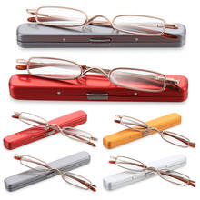 1PC Metal Mini Frame Elderly Reading Glasses With Metal Case Hot Slim Eyeglasses Vision Care Reader Spectacles +1.0 to 4.0 2024 - buy cheap