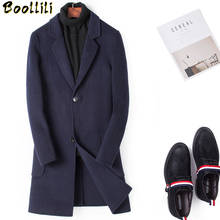 Boollili 100% casaco de lã masculino primavera outono longo jaqueta masculina dupla face coreano casaco e jaqueta 2024 - compre barato