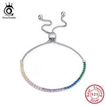 ORSA JEWELS Pure 925 Sterling Silver Girls Adjustable Bracelets With Colorful Cubic Zircon Silver Chain Dating Jewelry SB42 2024 - buy cheap