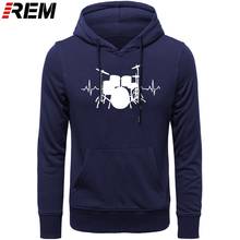 Rem hoodies jazz drum kit homem engraçado batimento cardíaco rock and roll festival de música camiseta preto branco topos hoodies, camisolas 2024 - compre barato