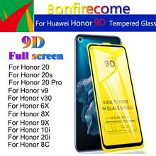 50Pcs 9D Full Cover Tempered Glass For Huawei Honor 8X 20 Pro 20s 10i 20i V9 V30 Screen Protector For Honor 6X 9X 8c Safety Film 2024 - buy cheap