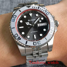 Bliger 40 мм NH36A автоматический серый циферблат Для мужчин, часы с сапфировым стеклом, указание даты, счетчик недель, Функция вращающийся ободок 904L браслет световой 2024 - купить недорого