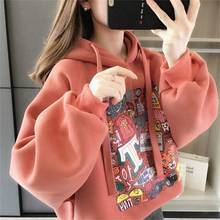 Sudadera con capucha para mujer, abrigo holgado de estilo coreano, ropa de calle con estampado de dibujos animados, moda 2021 2024 - compra barato