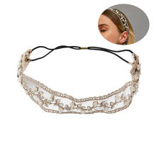 QCOOLJLY Fashion Women White Black Lace Headband Simulated Pearl Hair Head Bands Wide Bridal Elastic Headwear Hair Accessories 2024 - buy cheap