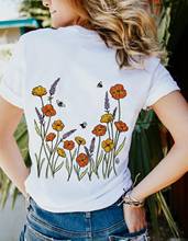 Цветная футболка с цветами и Пчелой, забавная, 100% хлопок, гранж, графический, модная, tumblr, унисекс, Женская Повседневная футболка, топ, футболка 2024 - купить недорого