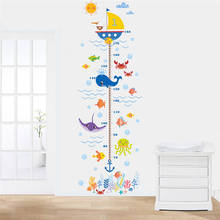 Kid Rooms Growth Measure Cute Cartoon Whale Octopus Crab Children Height Ruler Wall Sticker Self-adhesive Nursery Room Wallpaper 2024 - buy cheap