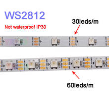 50 м 10 ЛОТ 5 м/рулон WS2812B умный пиксельный светодиодный светильник; DC5V 30/60 пикселей/светодиодов/м; WS2812 IC; IP30/IP65/IP67, черный/белый PCB 2024 - купить недорого