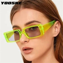 YOOSKE Vintage Sunglasses Women Rectangle Frame Transparent Brand Designer Retro Sun Glasses Unisex Square Green Eyewear UV400 2024 - buy cheap