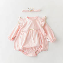 Одежда для малышей Одежда для новорожденных; Боди + повязка на голову, комплект 2 шт./компл. для маленьких девочек, комплект одежды, одежда для маленьких детей розовый От 0 до 2 лет 2024 - купить недорого
