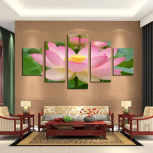 Pintura moderna de loto de 5 paneles para decoración del hogar, lienzo de arte de pared, imagen para sala de estar, sin marco, grande, 2020 Uds. 2024 - compra barato