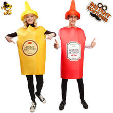 Disfraz de pareja para adultos, mono de comida divertida para Halloween, color amarillo, rojo, Mustard y tomate, para hombre y mujer 2024 - compra barato