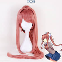 High Quality Doki Doki Literature Club! Monika Wigs DDLC 95cm Long Heat Resistant Synthetic Hair Perucas Cosplay Wig + Wig Cap 2024 - buy cheap