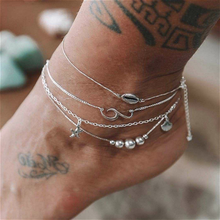 Boho Anklets For Women Sandals Summer Shell Vintage Silver Color Multilayer Foot Chain Ankle Bracelet Jewelry 2024 - buy cheap