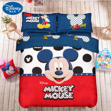 Juego de cama decorativo para dormitorio de niños, funda de edredón con diseño de Disney, Mickey Mouse, Mickey Mouse, funda de almohada para el hogar, color azul y rosa 2024 - compra barato