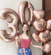 Juego de Globos de helio para adultos, suministros de decoración para fiesta de cumpleaños, rosa, dorado, rojo, corazón, 30 pulgadas, 16, 18 y 30 años, 9 Uds. 2024 - compra barato