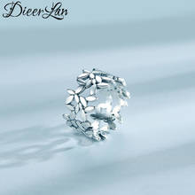 DIEERLAN-Anillo de plata con forma de hoja grande para mujer, bisutería, joyería de boda, ajustable, antiguo 2024 - compra barato