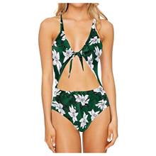 Floral Print Lacing One Piece Women Swimsuits Push-Up Bathing Suits High Waist Swimwear Bikini 2021 Swimsuit Brazilian 2024 - buy cheap