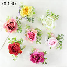 YO CHO-ramillete de muñeca para mujer, pulsera de rosa de seda para boda, ramillete y Boutonnieres para novio, ojal, hermana, brazalete de flores para niña 2024 - compra barato