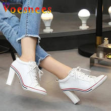 2021 New Women's shoes Boots High heels 6-8cm Female Pumps lady's Boots Ankle Lace-Up Thick heel and Thin Heels Shoes Size 34-40 2024 - buy cheap