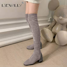 Lsewilly Winter Over The Knee Boots Woman Shoes Long Stretch Fabric Thigh High Sexy Round Toe High Short Plush Flock 2024 - buy cheap