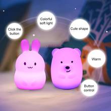 Mini Cute Animal Lamp Penguin Rabbit Bear Hippopotamus Children Bedroom LED Night Light Desk Lamp Home Decor for Baby Kids Gift 2024 - buy cheap