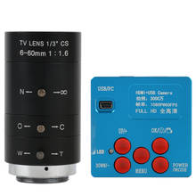 Cámara de vídeo Industrial Digital de 1080P, 2K, 30MP, USB, HDMI, cámara de microscopio de vídeo + campo Visual grande, Zoom de 60mm, enfoque fijo, lente de Zoom de montaje C 2024 - compra barato