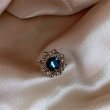 Modagirl broche de zircônia cúbica, broche para vintage cristal azul, broche de roupas feminino, presente de joia 2024 - compre barato