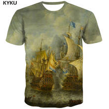 KYKU Sail informal-Camiseta de manga corta para hombre, camisa con estampado 3d de nubes, Hip-hop, ropa de calle 2024 - compra barato