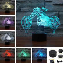 Cool USB Color Acrylic 3D Motorcycle Nightlight Household Bedroom Office Kids Dedroom LED Table Lamp Christmas Birthday Gift 2024 - купить недорого