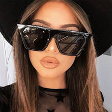 Óculos de sol quadrado gradiente feminino, óculos escuros quadrados sexy pretos vintage da moda com armação grande de marca de luxo 2024 - compre barato