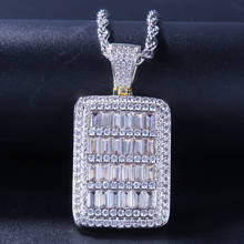 Colgante de circón cuadrado para hombre, collar con colgante de color dorado, estilo Hip Hop, con incrustaciones de cristal cubano, Miami, Hip Hop 2024 - compra barato