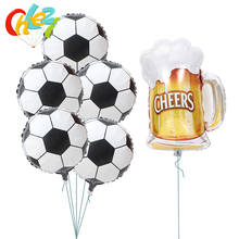 6pcs beer glass+18 inch Football balloons Birthday party decorations supplies bar Celebration Soccer Helium balloon 2024 - buy cheap
