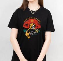 Футболка с надписью Don't kill my vibe, забавная летняя рубашка со скелетом, топ в готическом стиле гранж, Женские винтажные футболки в эстетическом стиле 2024 - купить недорого