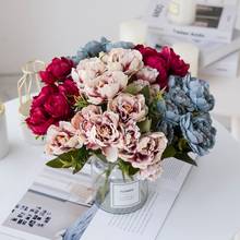 Flores decorativas de seda rosa para outono e casamento, 5 pacotes, decoração de natal para buquê de noiva, flores artificiais diy 2024 - compre barato
